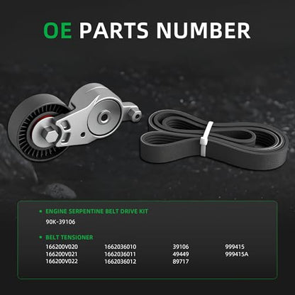 Belt Tensioner and Serpentine Belt Kit #166200V020 166200V021 - size: for Camry/RAV4/tC 2009-2018
