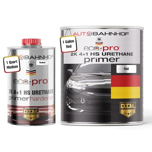 Eco Pro 2K 4:1 HS Urethane Primer Red & Medium Hardener Kit – High Build, Controlled Drying, Auto Body & Industrial Refinishing – 1 Gallon Primer + 1 Quart Hardener - color: Eco-Pro-2K-4-1-Red-Medium-Kit