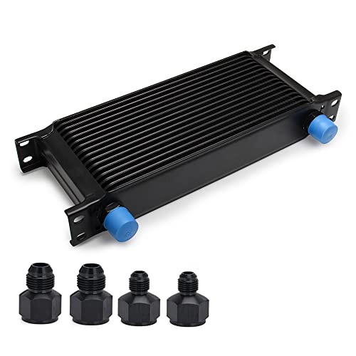 16 Row AN10 10AN Transmission Oil Cooler Kit Stacked Plate With 6AN 8AN Adapter Universal Engine Transmission British Radiator Oil Cooler Condenser Aluminium Alloy Black - size: 16 row