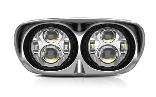 M MIBAHE 120W 5.75 Inch Dual LED Headlight Compatible with Road Glide 2004-2013, Chrome - color: chrome