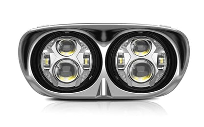 M MIBAHE 120W 5.75 Inch Dual LED Headlight Compatible with Road Glide 2004-2013, Chrome - color: chrome