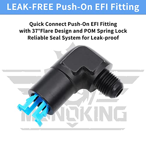 2 PCS MONOKING 6AN Male to 5/16" Female EFI Quick Connect Fitting 90 degree Push-On Adapter Connector Aluminum - size: 6AN to 5/16 NPT
