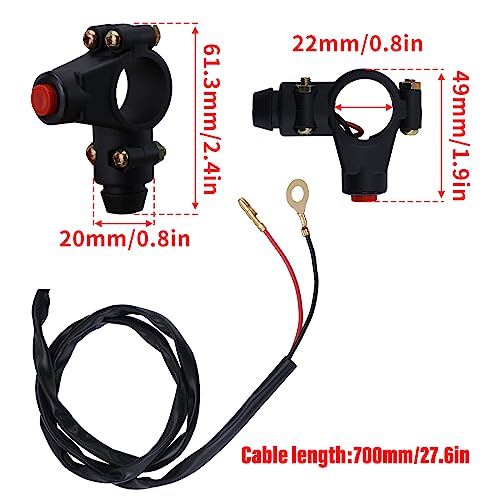 PLAXNS 7/8" 22mm Handlebar 2 Wire Tether Kill Switch Replacement for 110cc 125cc Taotao Dirt Pit Bike ATV 4 Wheeler Quad Trail Bike Go Kart