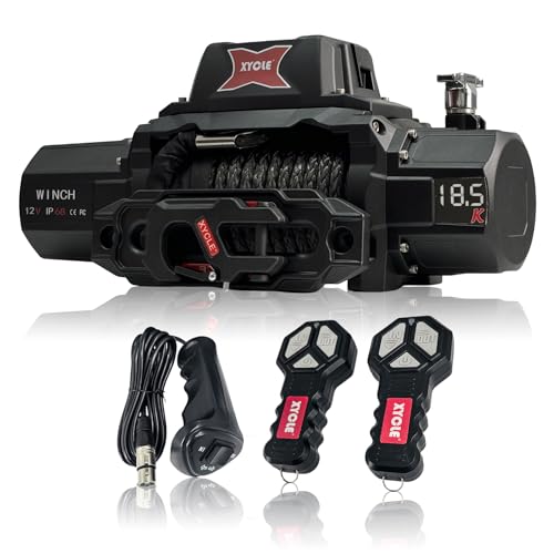 18,500 lb Recovery Winch,12V Electric Winch with 9/17” x70 FT Synthetic Rope,IP68 Waterproof,Anti Slip Roller,All-Metal Housing,2 Wireless Remotes & Wired Controller for Jeep,SUV,Truck & Trailer - style: 18.5K