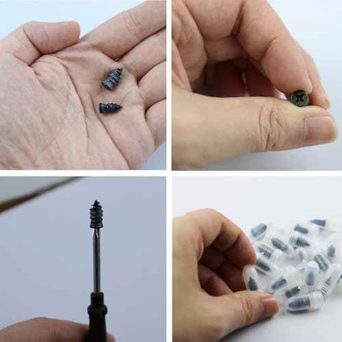60 Pack Rubber Tire Repair Nails,Premium Spiral Screw-in Tire Plugs with 2 Sizes,Quick self-service flat tire puncture repair kit for car Emergency Self-Fix Tool Compatible with Car Motorcycle Jeep