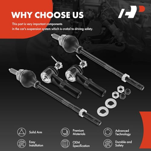 A-Premium Front Inner & Outer Tie Rod End Kit Fix Uneven Tire Wear
