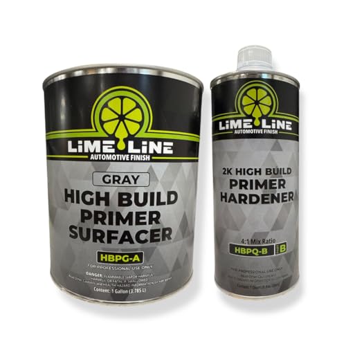 LiME LiNE Sand-able Automotive Primer Surfacer, Direct-to-Metal, High Build 2k Urethane, 1.25 Gallon kit (Light Gray) - color: Light Gray