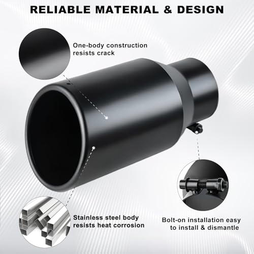 Mupera 3 Inch Inlet Exhaust Tip, 4.5" Outlet, 9" Long - size: 3" Inlet 4.5" Outlet 9" Length Black