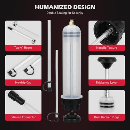 SEDY 500CC Fluid Extractor, Multi-Purpose Oil Syringe, Oil Suction Pump, Manual Extraction and Filling Pump, Automotive Oil Syringe(17.6 Oz./0.45 Qt./500 CC) - style: 500CC