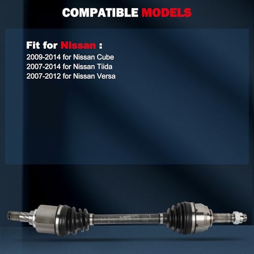 cciyu Front Left CV Axle Shaft Assembly Fit 2009-2014 for Nissan Cube 1.8L - size: 17-9948