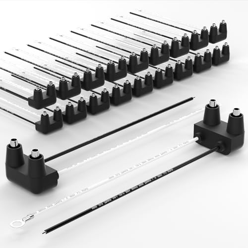 20-Pack 2 Pin Marker Light Pigtail, Right Angle 2 Prong Bullet Plug Wiring Harness Connector, 22AWG 7 Inch Waterproof for 2" 2.5" LED Side Clearance Tail Lights Truck Trailer RV ATV Connector