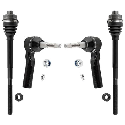 BOXI (Set of 4) 2x Front Inner Tie Rod Ends + 2x Front Outer Tie Rod Ends Fit for Chevrolet Silverado GMC Sierra 2500 HD 3500 HD 2011 2012 2013 2014 2015 2016 2017 2018 2019 |Replace EV800935 ES800901