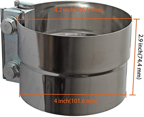 4 Inch Lap Joint Exhaust Pipe Muffler Clamp Band - 304 Stainless Steel (4 Pack) - size: 4IN 4PCS Lap Joint Clamps