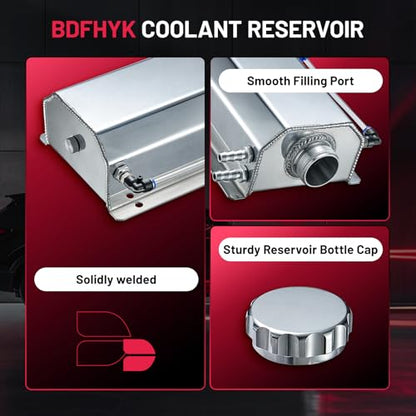 BDFHYK Coolant Overflow Tank, Aluminum Radiator Reservoir Tank, 2L Reservoir Expansion Tank Universal, Silver - color: silver, size: 2 Liters