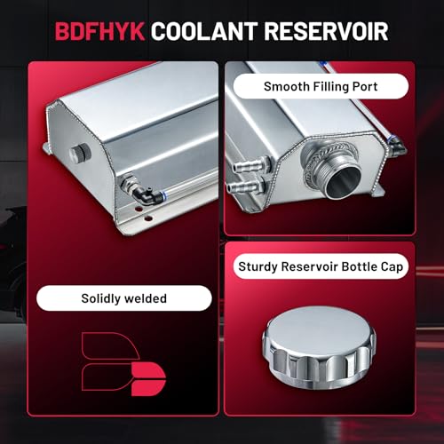 BDFHYK Coolant Overflow Tank, Aluminum Radiator Reservoir Tank, 2L Reservoir Expansion Tank Universal, Silver - color: silver, size: 2 Liters