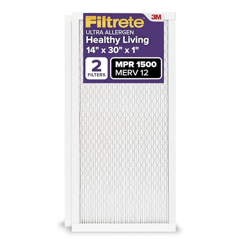 Filtrete 14x30x1 Air Filter, MERV 12, MPR 1500, 2 HVAC Filters - size: 14x30x1