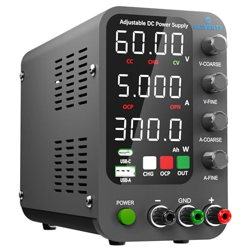 DC Power Supply Variable, 0-60V 0-5A Switching Bench Power Supply with Intelligent Charging Mode, 20W USB & Type-C Quick-Charge, Encoder Knob, Output Switch, 4-Digit LED Display - SPS-6005C - color: USB-C, size: 60V 5A