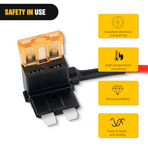 Nilight 10 Pack 12V Add-a-Circuit Standard ATO/ATC Fuse Tap Adapters 5A - color: 10Pcs Standard