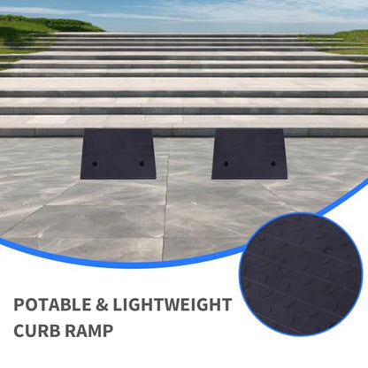 BESEA Rubber Curb Ramp 5" Rise 17" Long Driveway Threshold Ramp 2 Pack - size: 5" Rise