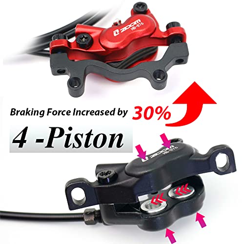 JFOYH zoom HB876 4-Piston Pre-Bled Hydraulic Disc Brake Set for Mountain Bike, Bike Disc Brake Kit with 160mm Rotors, Front and Rear Levers(PM Adapter Included) - Left-Front&Right-Rear - color: ZM3000 Black