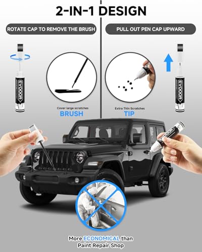 PX8/DX8 Black Crystal Touch Up Paint Compatible with JeepExact Match 2 in 1 Touch up Paint for Chips and Nicks Repair - color: Black Crystal(PX8/DX8) Compatible with Cherokee/Commander/Compass/Grand Cherokee/Liberty/Patriot/Renegade/Wrangler-JK/Wrangler-J
