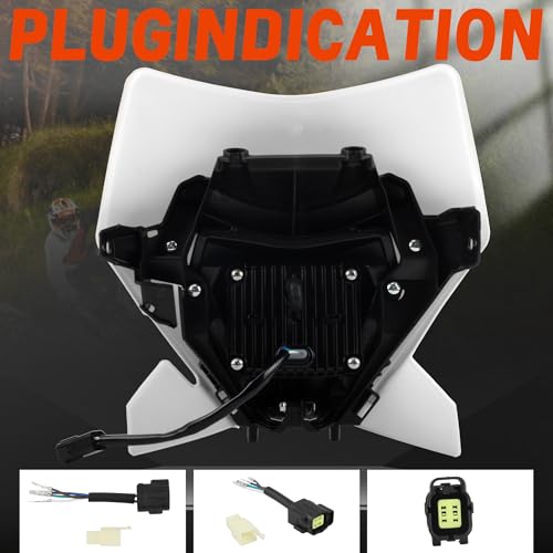 Dirt Bike LED Headlight,Motorcycle Elliptical Headlamp Supermoto Fairing For TC FE TE EXC XCW SXF SX 125 250 300 350 450 500 530 SMC R 690 2024 White - color: White