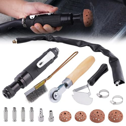 Low Speed Air Tire Buffer, Tire Buffer Full Kit Repair Polish Patch Tools with Tungsten Steel 42 mm 55mm Grinder Heads, Inner Liner Wheel Tire Polish Tire Buffing Scrapper Roller with Brush - size: Upgraded