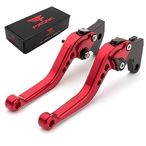 CNC Brake Clutch Levers Compatible with GROM MSX125 CBR300R CB300F CB300 CB300R CB300FA 2014-2020, CBR250R 2011-2013, CB400F CB400R 2013-15, CBR500R CB500F CB500X 2013-2020, CB125/F/R 2019-2020 - color: Red Lever with Black Adjuster