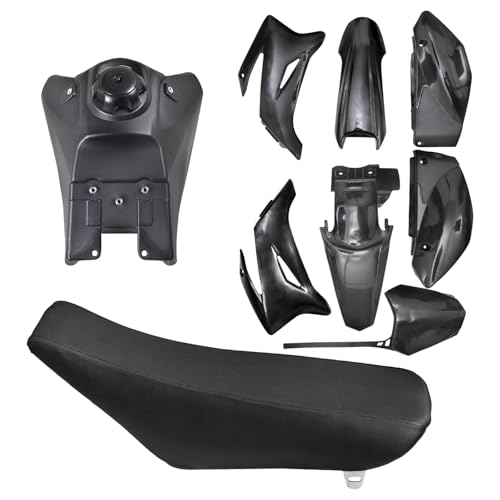 ABS Plastic Fender Fairing Body Work Kit +Seat + Gas Fuel Tank For TTR110 TTR 110 TTR110E Pit Pro SSR170 SDG Motorcycle Pit Dirt Bikes Full Fairing Kit 110cc 140cc 150cc 125cc (Black) - color: Black