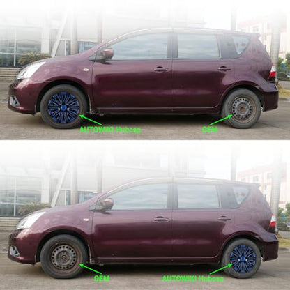 15 Inch Universal Hubcaps, Set of 4 R15 ABS Wheel Rim Covers - color: 5083-Black & Blue-15