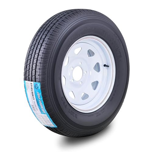 Free Country Trailer Tire Wheel ST185/80R13 6-Ply C 94N w/5X4.5 White Spoke - size: ST185/80R13 /6PR /5x4.5