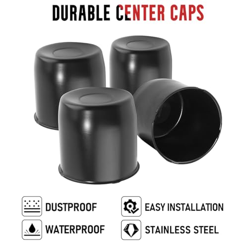 Rtrhinotuning Stainless Steel Push Through Center Caps 4.25" for Trailer Truck Rv Wheel Rims Chrome Trailer Hub Cap 4.11" Hight 4 PCS Wheel Center Caps - color: Black, size: 4.25" Center Hole, 4.11" Height