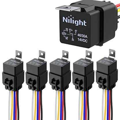 Nilight 5 Pack Waterproof Relay and Socket Harness 40/30 AMP - color: 30A-5PC