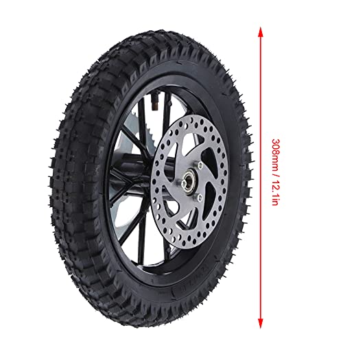 Acouto Pocket Bike Rear Wheel 12.5x2.75in for Coolster 2 Stroke Mini Dirt Bike QG50 Rear Back Wheel Tire Rim Disc Brake Assembly