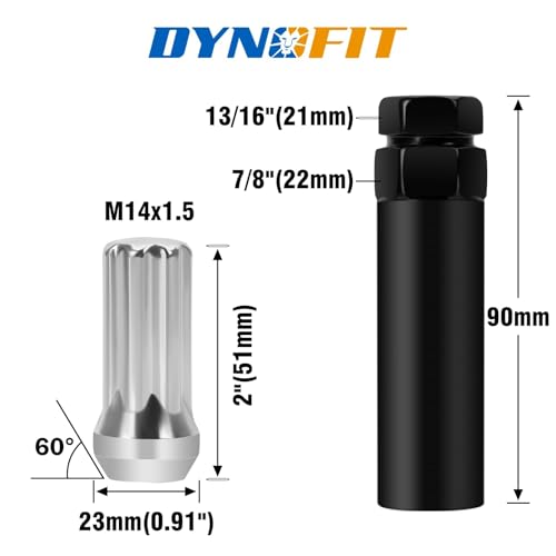 Dynofit 14x1.5 7 Spline Chrome Lug Nuts,for Silverado Ram 1500 F150,24pcs - color: Silver, size: 24pcs