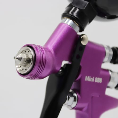 Touch-Up Mini Air Spray Gun, 1.2mm Stainless Steel Nozzle, 250ml Capacity, HVLP Auto Paint Sprayer for Cars and Furniture (Purple, 1.2mm Nozzle) - color: Purple, size: 1.2mm Nozzle