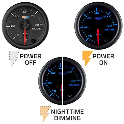 GlowShift Black 7 Color 3-Gauge Diesel Truck Set, 2-1/16" 52mm