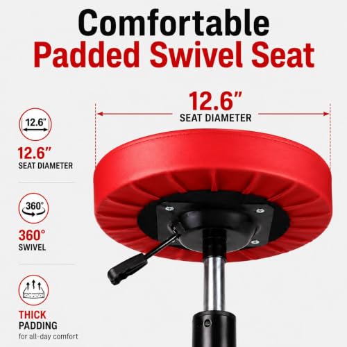 PowerSmart 330 lbs Capacity Adjustable Pneumatic Roller Seat with Wheels