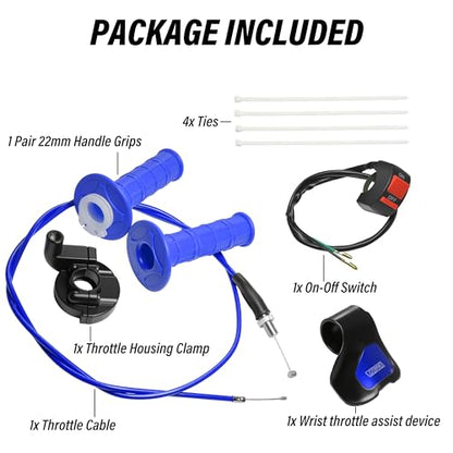 Universal Mini Bike Throttle Assembly&Cable Kit | Direct Replacement for Coleman BT200X,CT200U/EX,MB200&Predator 212cc/196cc Engines | Fits Most 7/8" Handlebar Mini Bikes with Cruise Control (Blue) - color: Blue