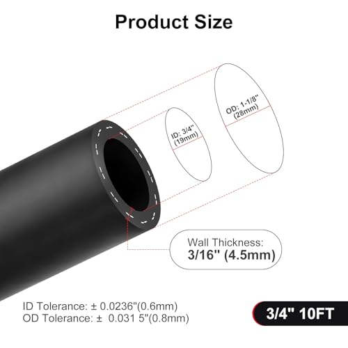 3/4 Heater Hose, 3/4" Coolant Radiator Hose SAE 20R3 Black 10FT - size: 3/4 10FT