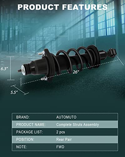 AUTOMUTO Strut Spring Assembly Rear Shock Absorber for Honda Civic 2001-05 - size: 2 Pieces Rear Spring Assembly