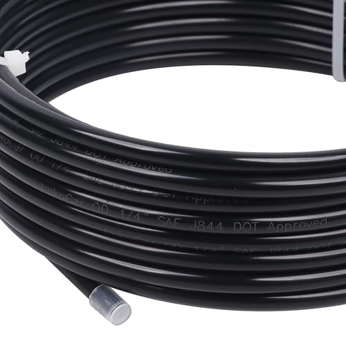 LokoCar 1/4" OD Nylon Airline 50ft DOT SAE J844 Air Brake Fluid Tube Black - size: 1/4" OD 50 Feet