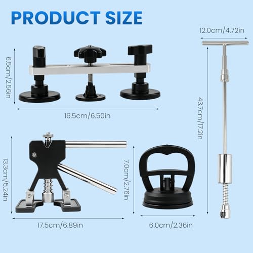 Paintless Dent Repair Kit, 154PCS Dent Puller kit,Dent Removal Tools with Metal Dent Lifter, Bridge Puller, T-Slide Hammer PDR Kit for Car Dent Repair, dings, creases and Hail Damag