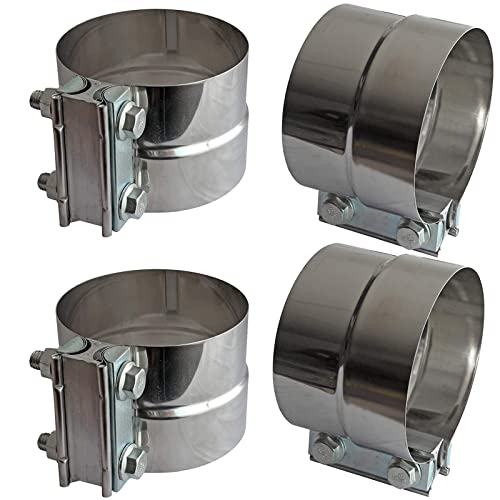 Exhaust Clamps 5" Lap Joint 304 Stainless Steel Band Clamp (4 Pack) - size: 5IN 4PCS Lap Joint Clamps