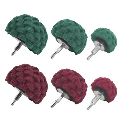 6 Pcs Scouring Pads Non Woven Abrasive Drill Cleaning Kit, Abrasive Buffing Polishing Wheel Drill Attachment Set, 3 Green and 3 Red - color: Green/Red