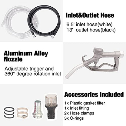 TOPWAY 110V AC 16GPM Electric Self-priming Oil Fuel Diesel Kerosene Biodiesel Transfer Pump Kit w/Discharge Hose & Nozzle - style: Pump Kit
