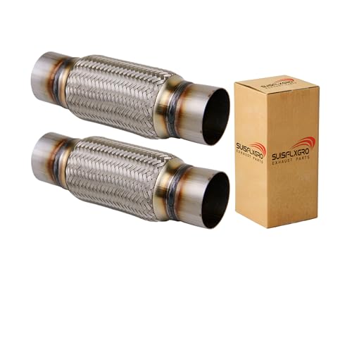 Exhaust Flex Pipe Universal Type 100% Stainless Steel For Heavy Duty and Cars (2 PCS, 3.0X8X12) - size: 3.0X8X12 2 PCS