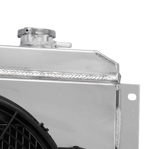 4Row Aluminum Radiator with Shroud Fan for 1960-1984 1983 1982 1978 1976 Toyota Land Cruiser Radiator Pickup FJ40 FJ45 3.9L 4.2L L6 1978 1979 1980