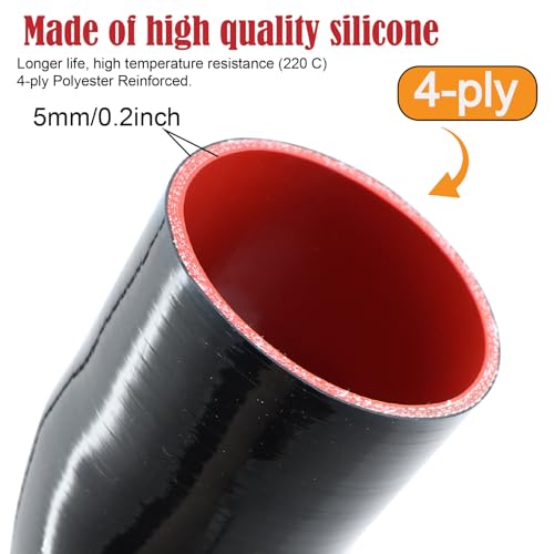 45 Degree ID 3-1/2 to 4 inches Elbow Silicone Reducer Coupler Hose 4 Ply Polyester Reinforcement with 2 Steel T Clamps for Intercooler Turbo Intake Pipe - size: 45° 3.5-4"