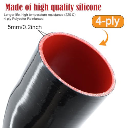 45 Degree ID 3-1/2 to 4 inches Elbow Silicone Reducer Coupler Hose 4 Ply Polyester Reinforcement with 2 Steel T Clamps for Intercooler Turbo Intake Pipe - size: 45° 3.5-4"